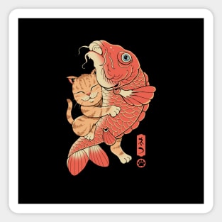 Cat Catching Carp Sticker